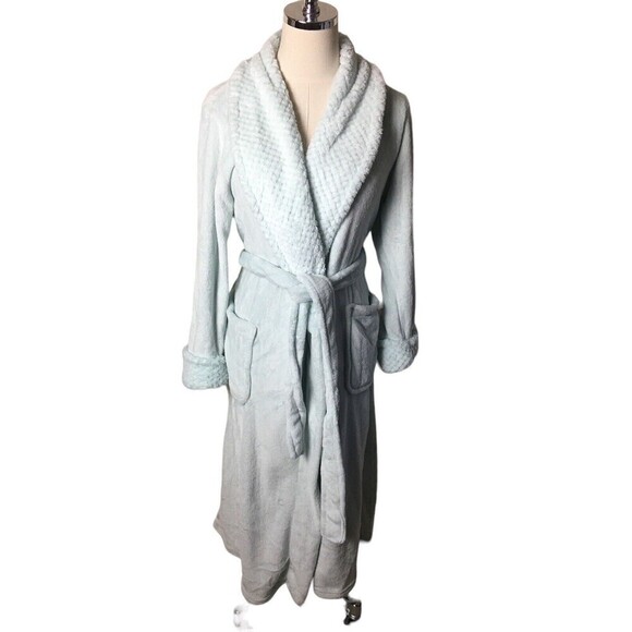 NEW Carole Hochman Light Green Long Plush Wrap Robe Size Small Women’s Pockets - Picture 1 of 7